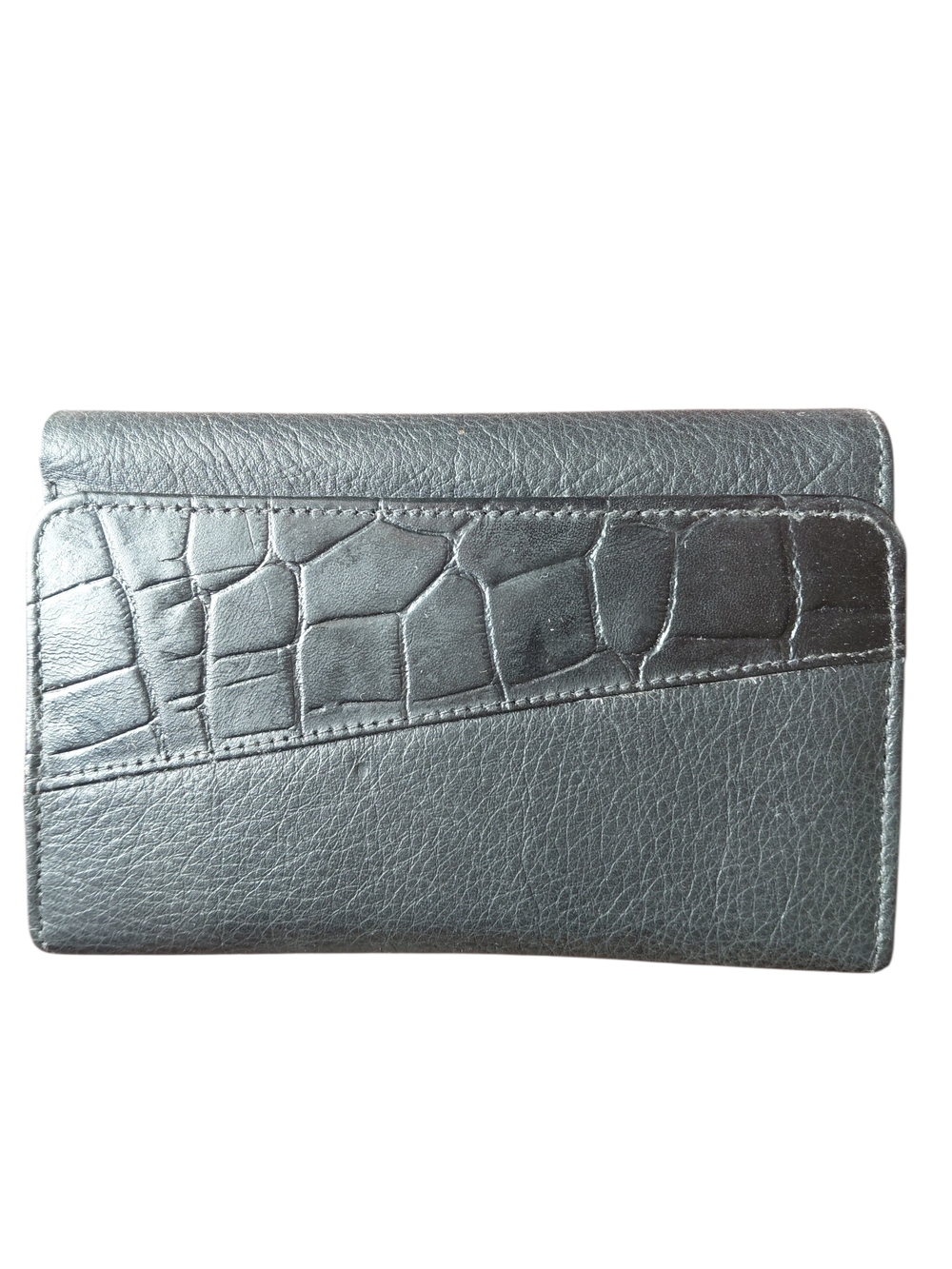 Croc-Accent Black Leather Wallet